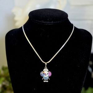 Silver Stainless Steel Multi Color Panda Bear Flower Pendant with Chain Neck…